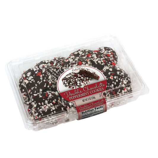 8 OZ DOUBLE CHOCOLATE PEPPERMINT COOKIES